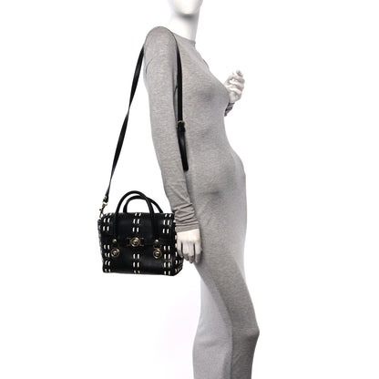 Versace Vitello Calfskin Signature Tote Black White 2 of 11