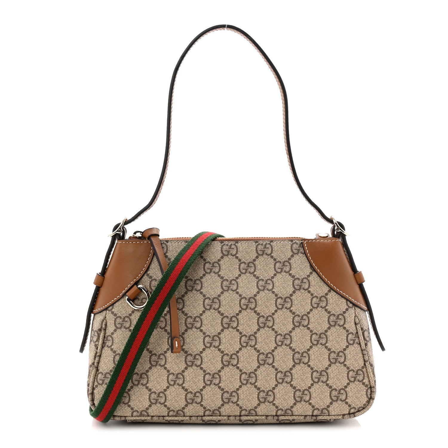 Gucci GG Supreme Monogram Textured Calfskin Small Emblem Shoulder