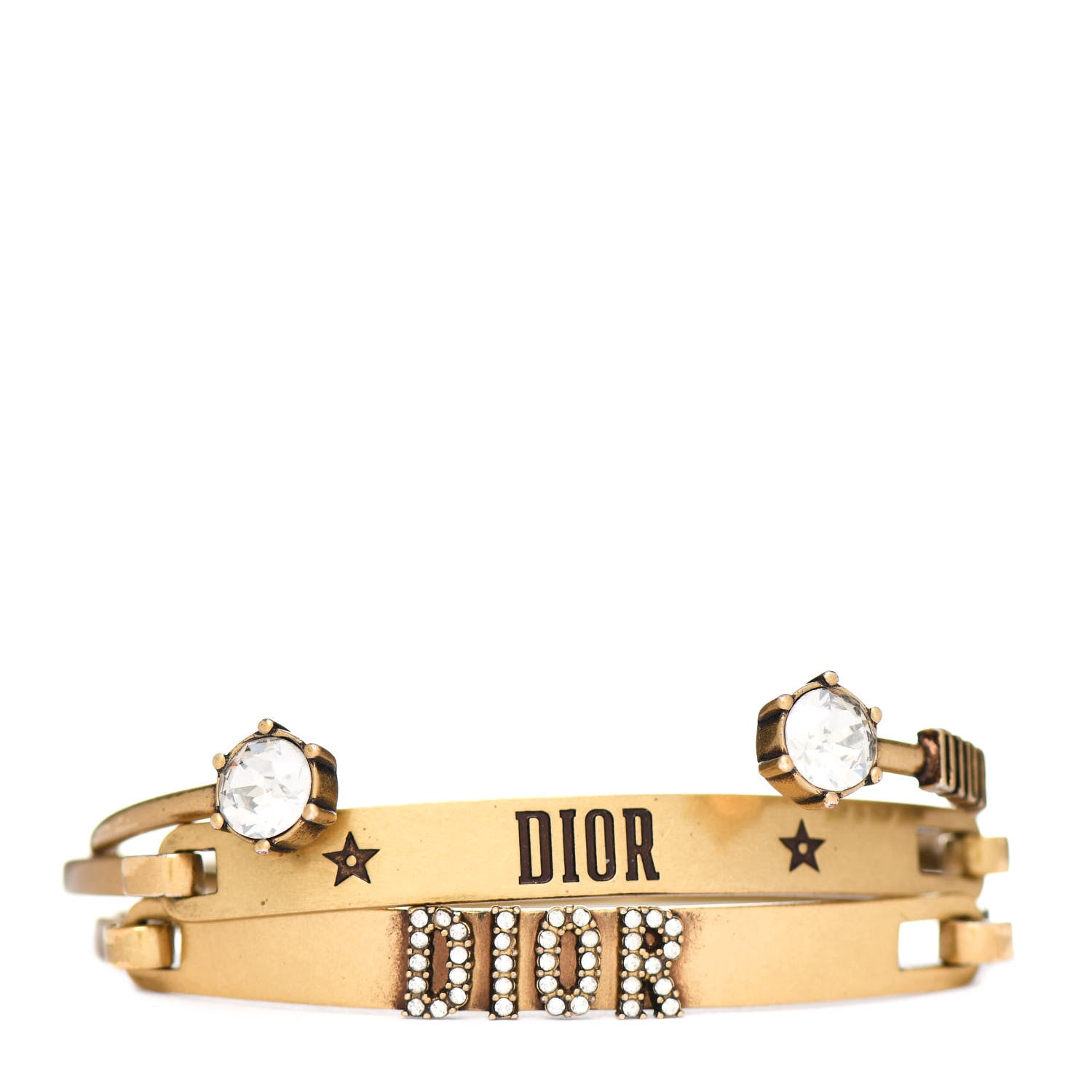 Christian Dior Metal Crystal Dio(r)evolution Bracelet Set Gold 1 of 3