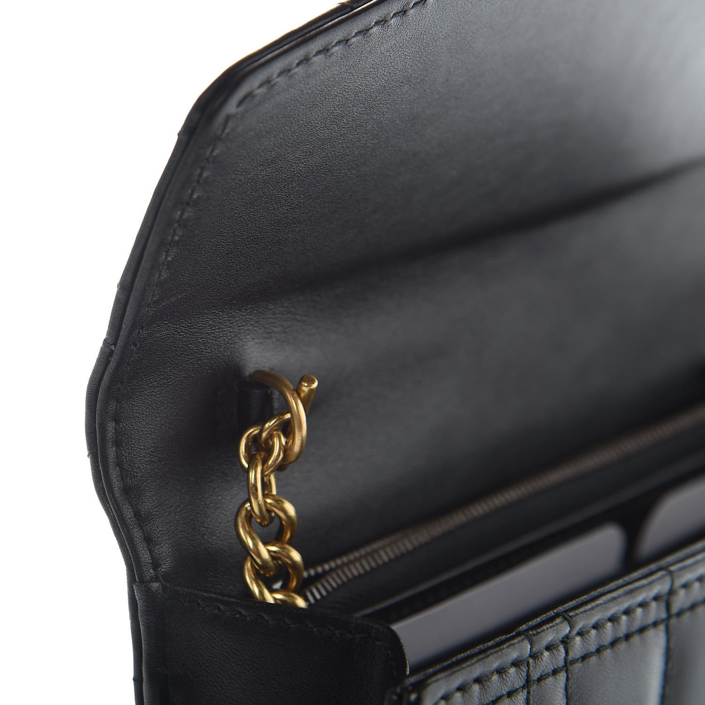 Calfskin Matelasse Mini Pearly GG Marmont Chain Wallet Black