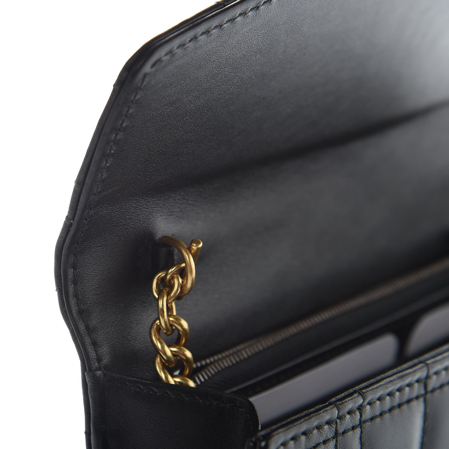 Gucci Calfskin Matelasse Mini Pearly GG Marmont Chain Wallet Black 11 of 14