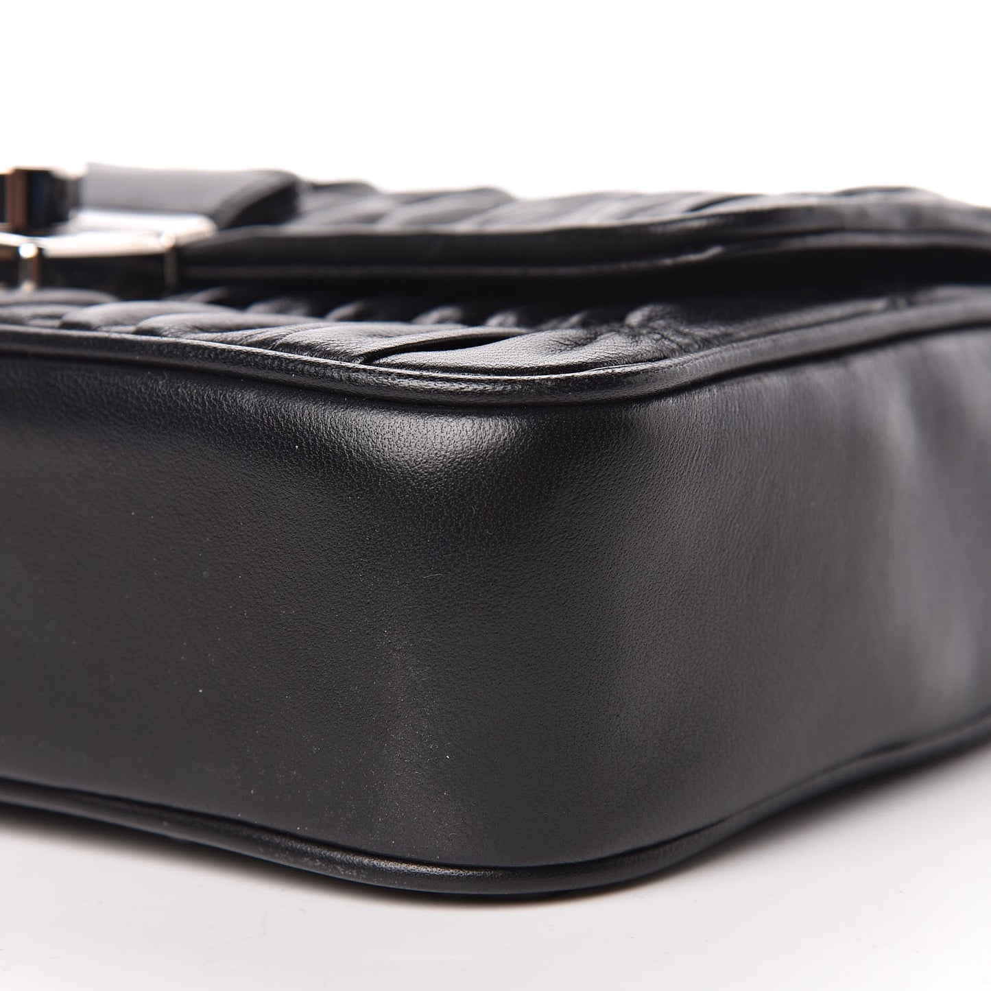 Nappa Gaufre Small Sound Chain Flap Shoulder Bag Black