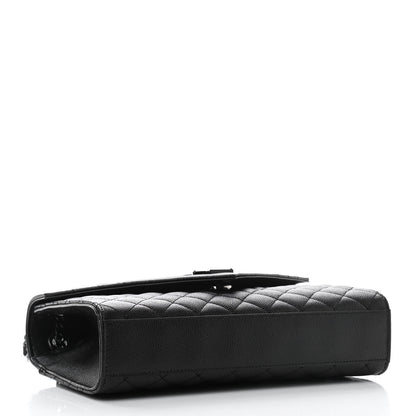 Saint Laurent Grain De Poudre Textured Mixed Matelasse Triquilt Medium Monogram Satchel Black 4 of 12