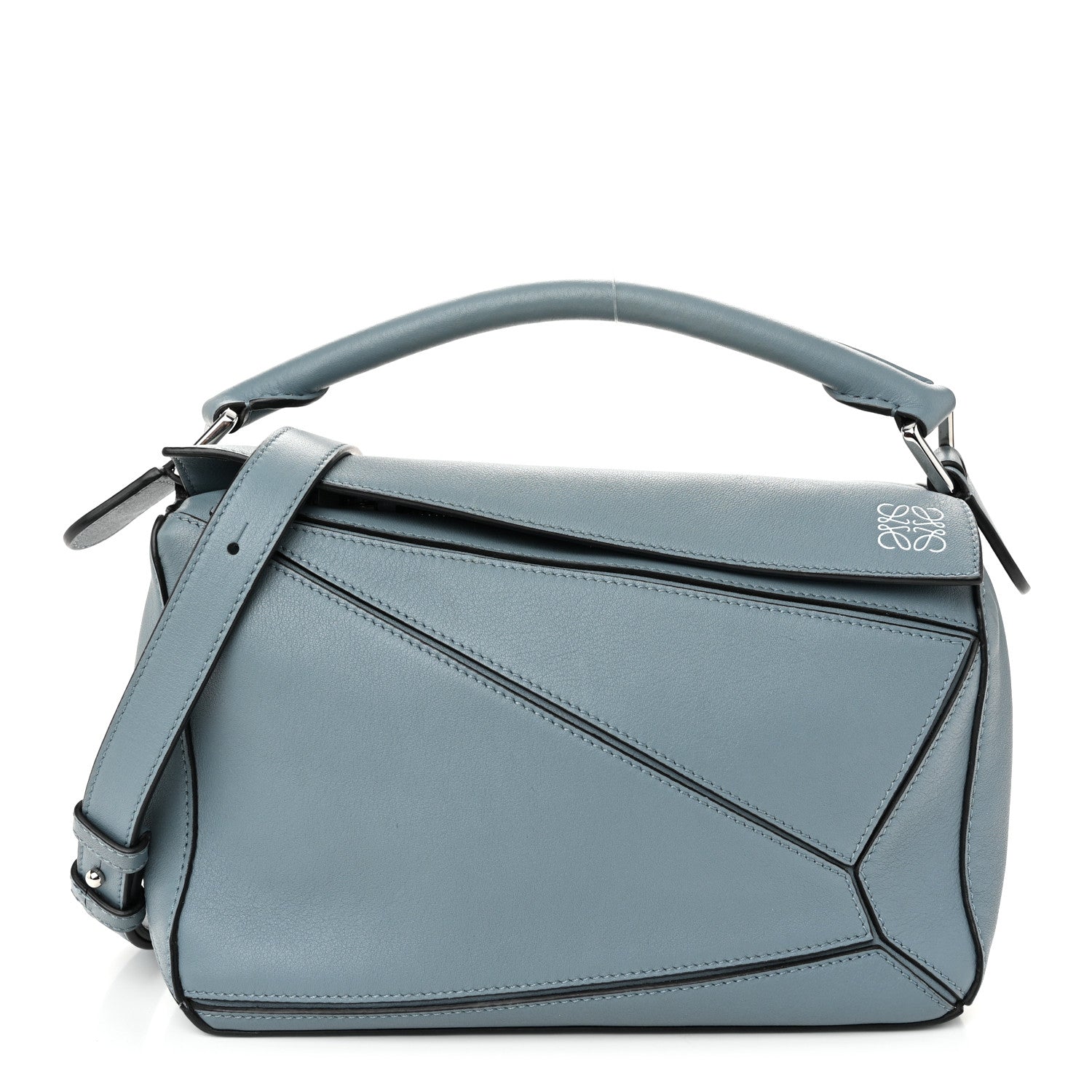 Loewe Calfskin Small Puzzle Bag Stone Blue 1 of 10