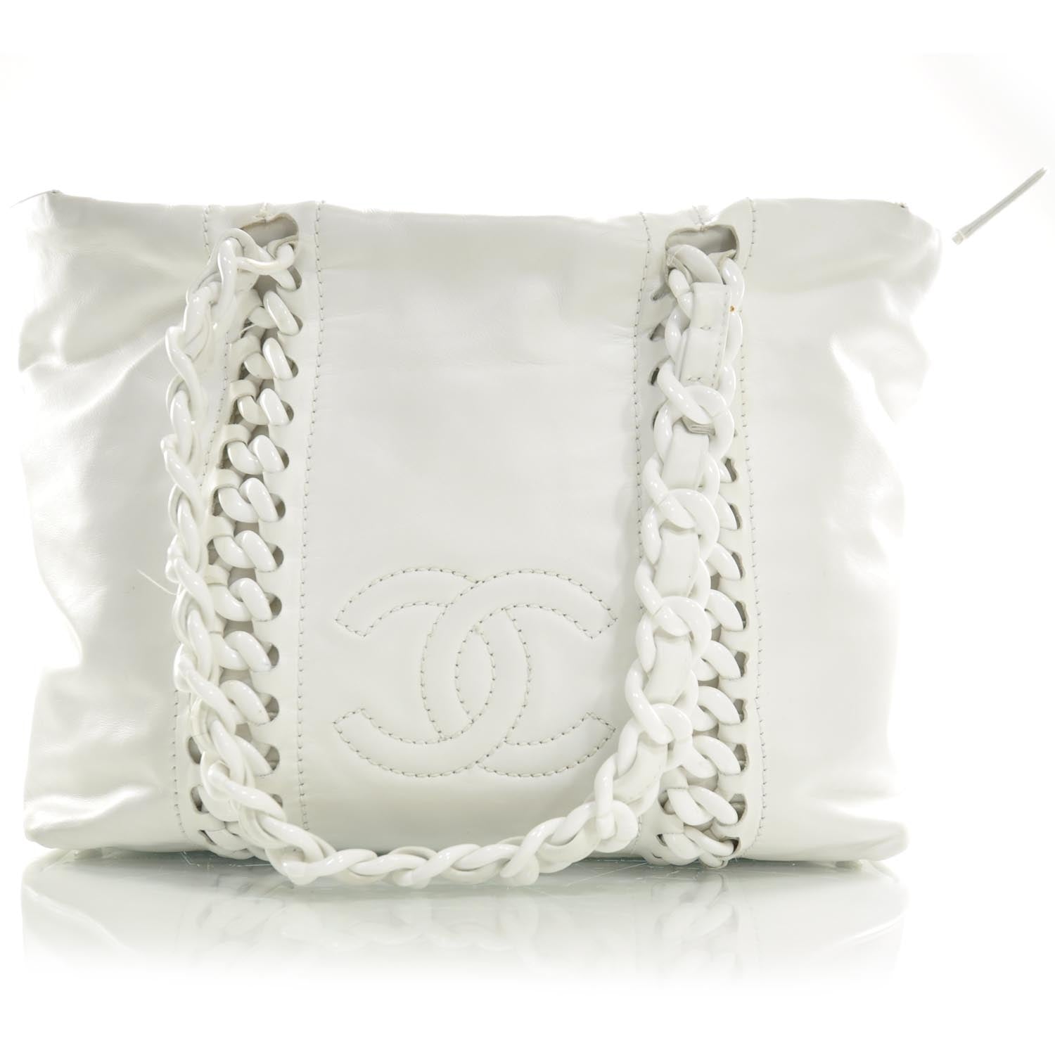 Chanel Leather Modern Chain Tote White 1 of 9