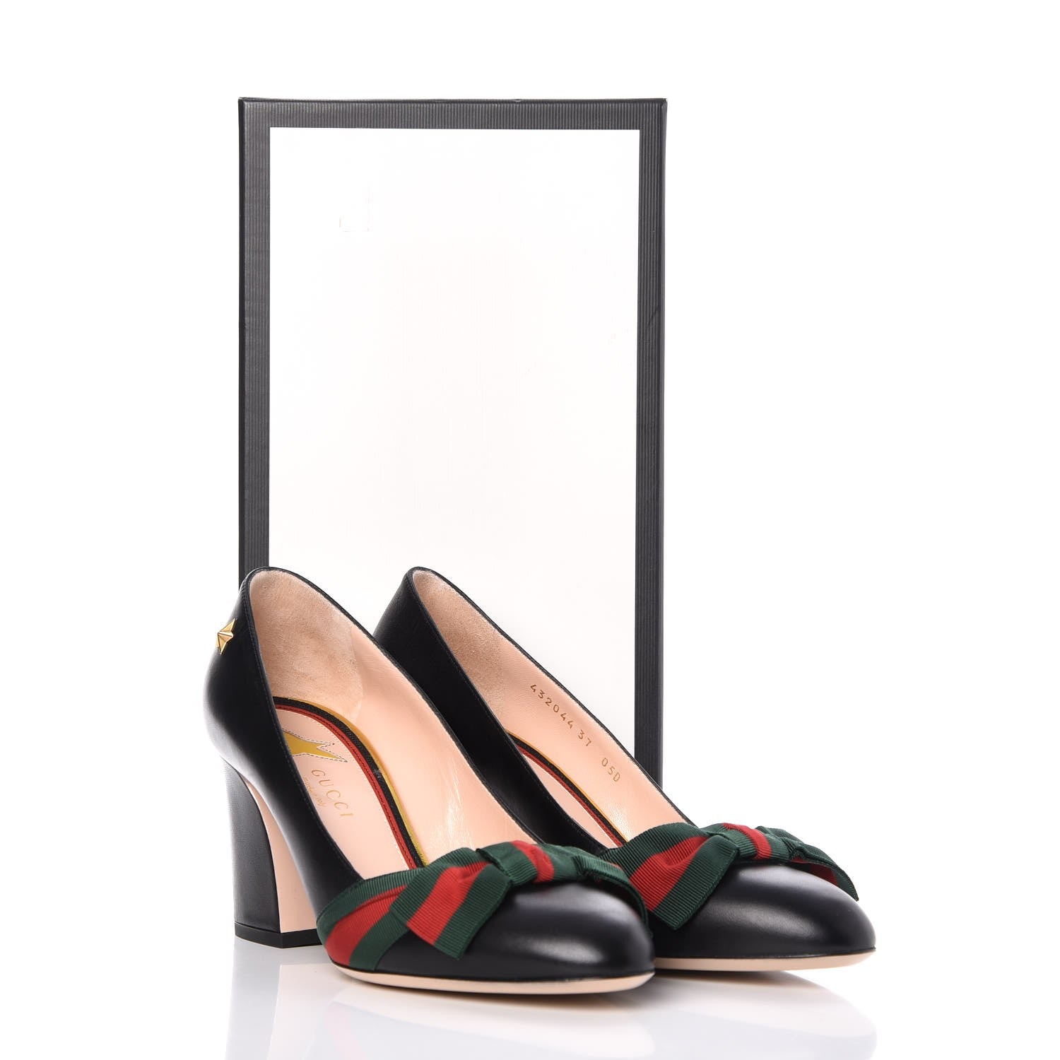 Gucci Calfkin Web Bow Pumps 37 Black 9 of 9