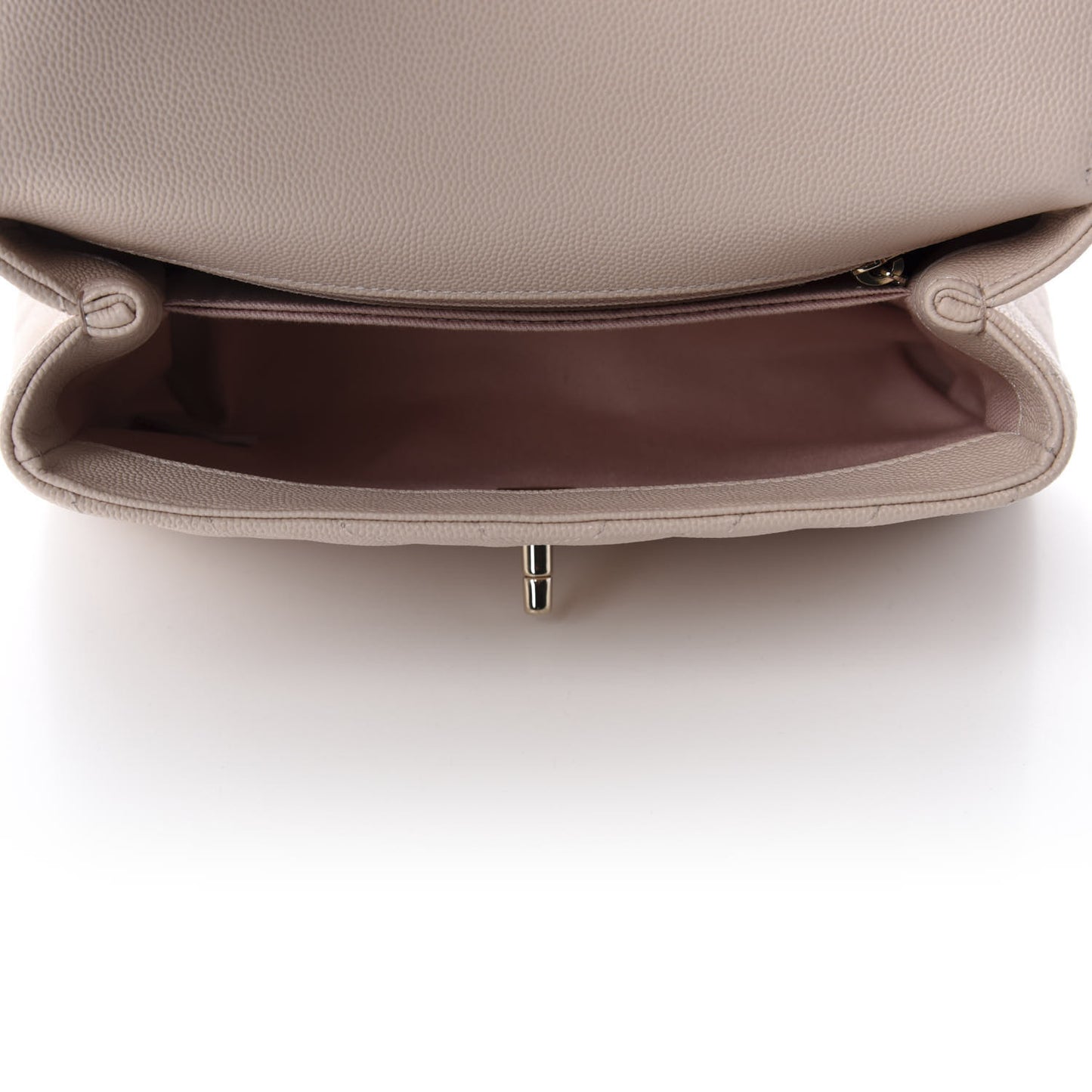 Caviar Lizard Embossed Chevron Quilted Mini Coco Handle Flap Beige