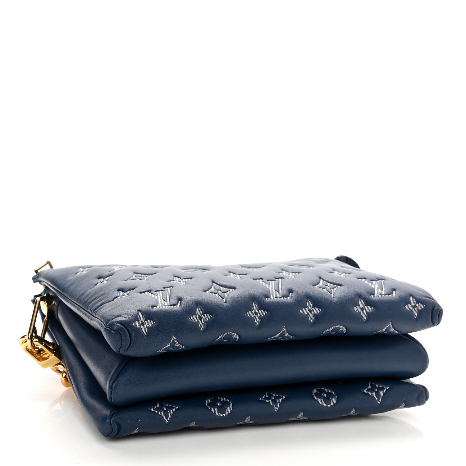 Louis Vuitton Lambskin Embossed Monogram Coussin PM Denim Blue 4 of 9