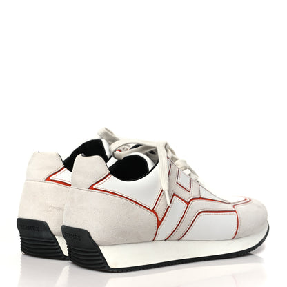 Hermes Calfskin Suede Goatskin Womens Chris Sneakers 39 White Multicolor 5 of 8