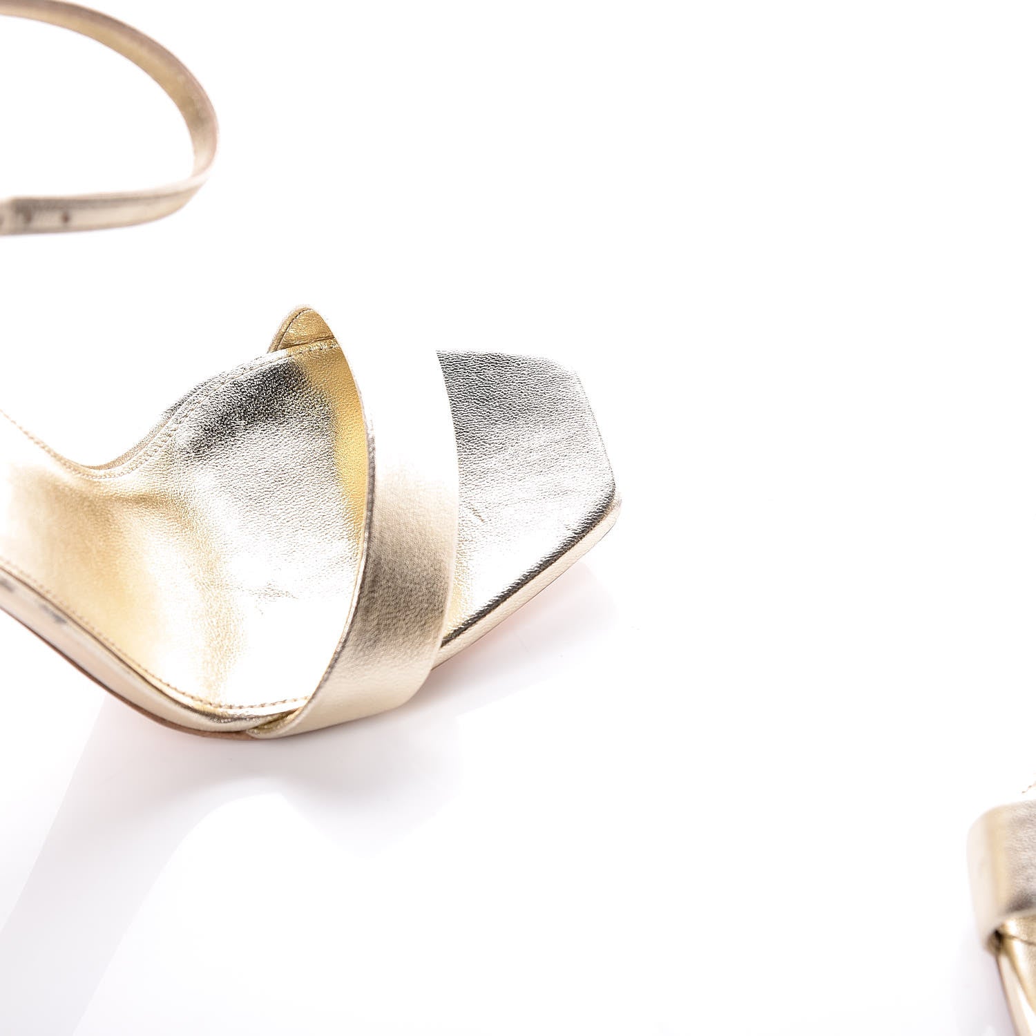 Saint Laurent Metallic Lambskin Amber Ankle Strap Sandals 35 Gold 12 of 20