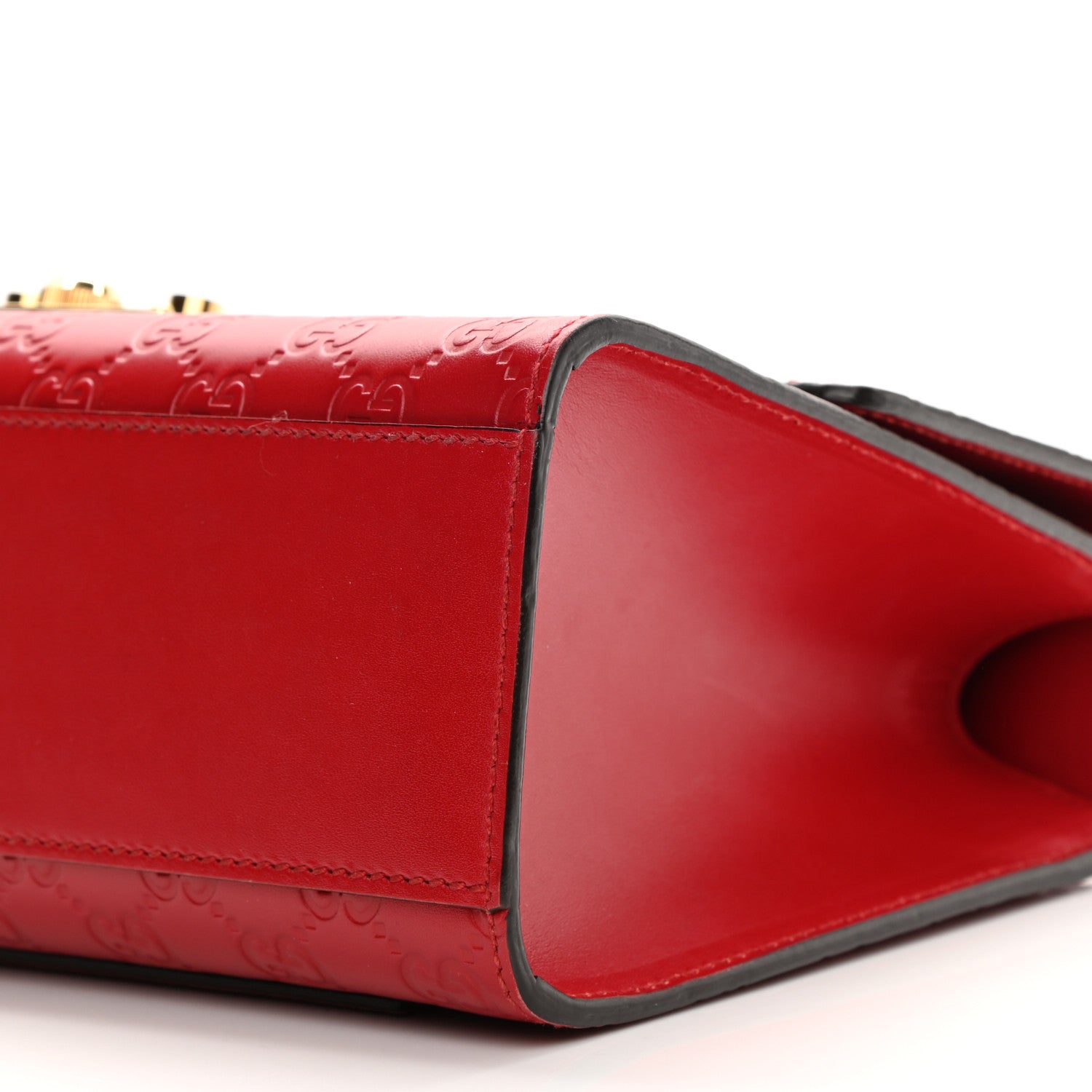 Gucci Guccissima Medium Padlock Shoulder Bag Hibiscus Red 10 of 12