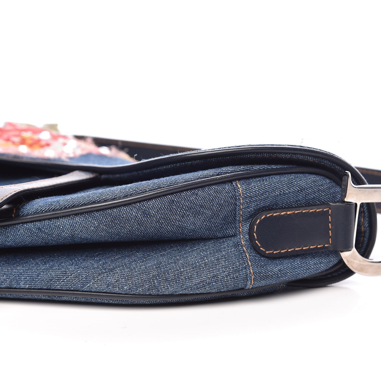Christian Dior Denim Embroidered Saddle Bag Blue Multi 9 of 12