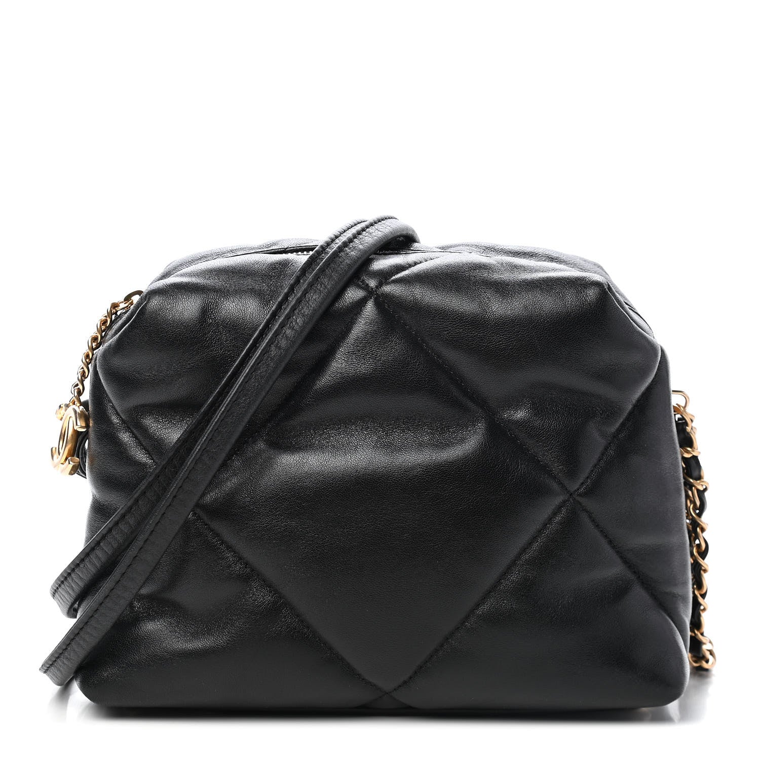 Chanel Lambskin Quilted Small Bowling Bag Black 1 of 9