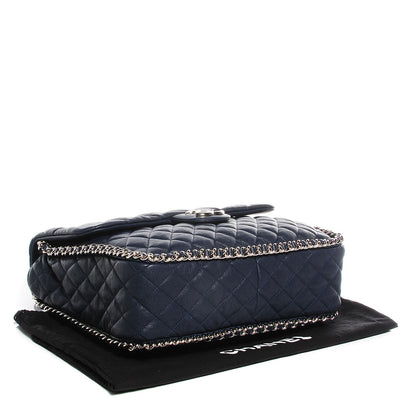 Chanel Washed Lambskin Chain Around Maxi Flap Navy 4 of 8