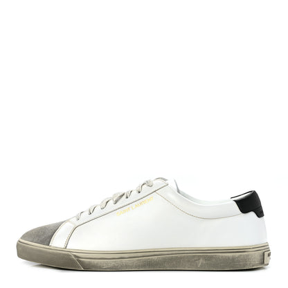Saint Laurent Calfskin Velour Andy Low Top Sneakers 42 Black White 1 of 11