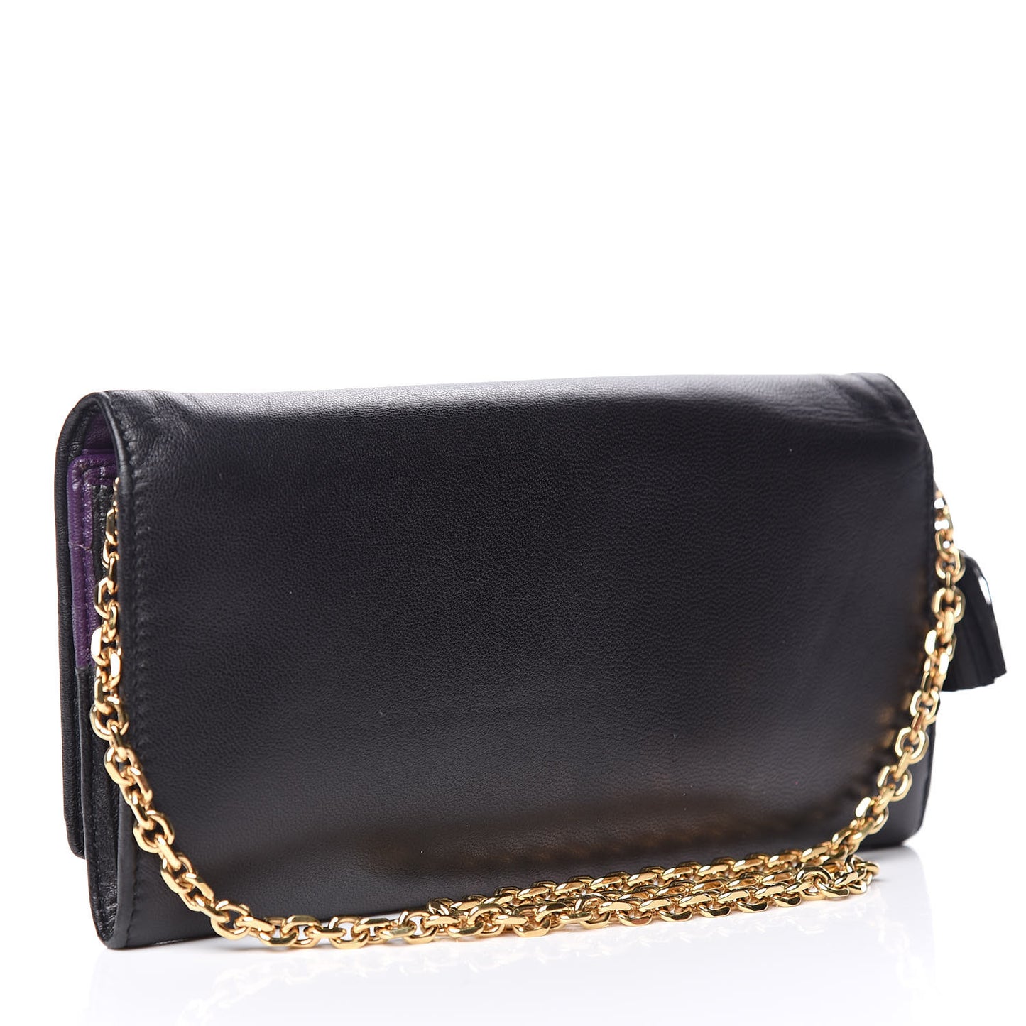 Nappa Bow Chain Wallet Black