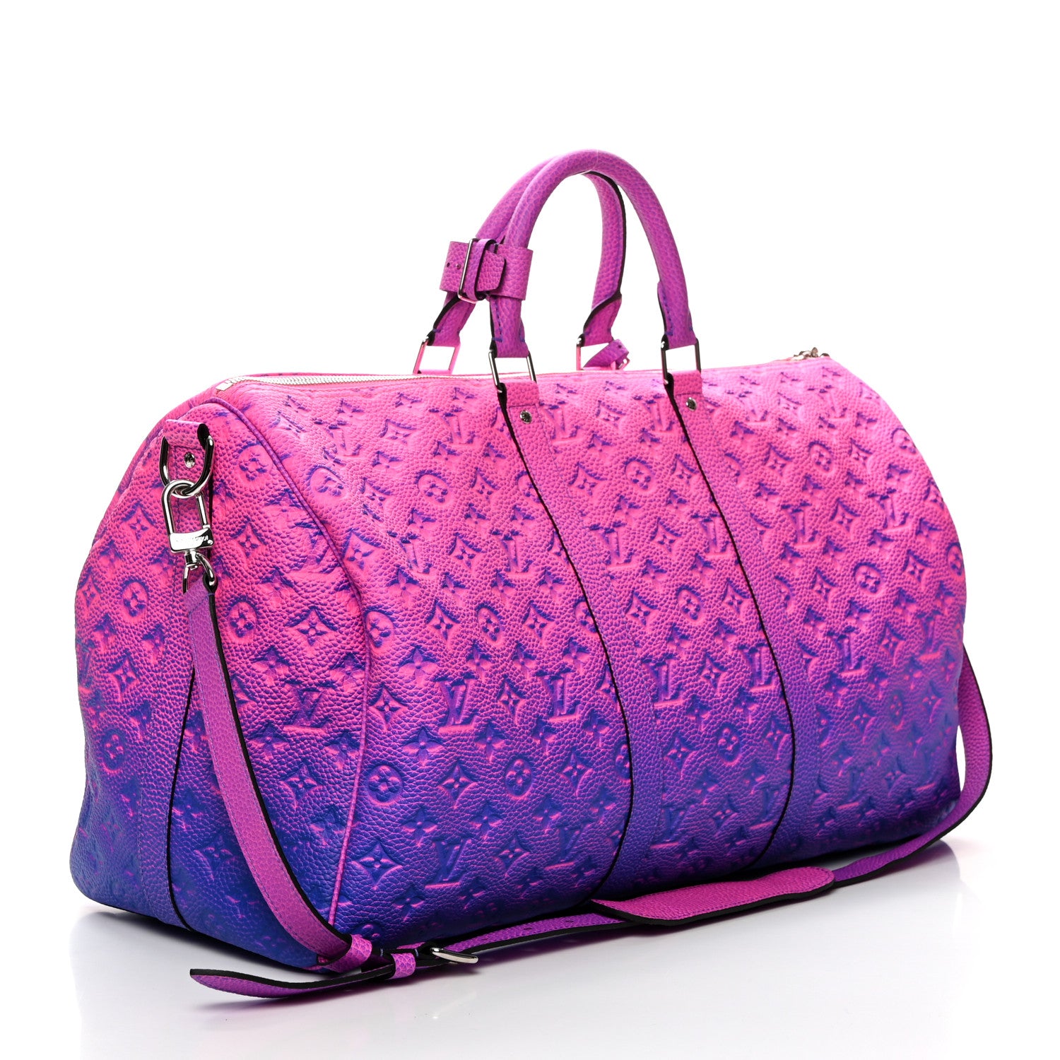 Louis Vuitton Taurillon Illusion Keepall Bandouliere 50 Bleu Rose 2 of 8