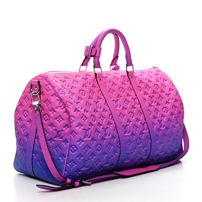 Louis Vuitton Taurillon Illusion Keepall Bandouliere 50 Bleu Rose 2 of 8