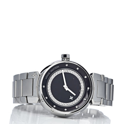 Louis Vuitton Stainless Steel Diamond 34mm Tambour Quartz Watch Black 3 of 8