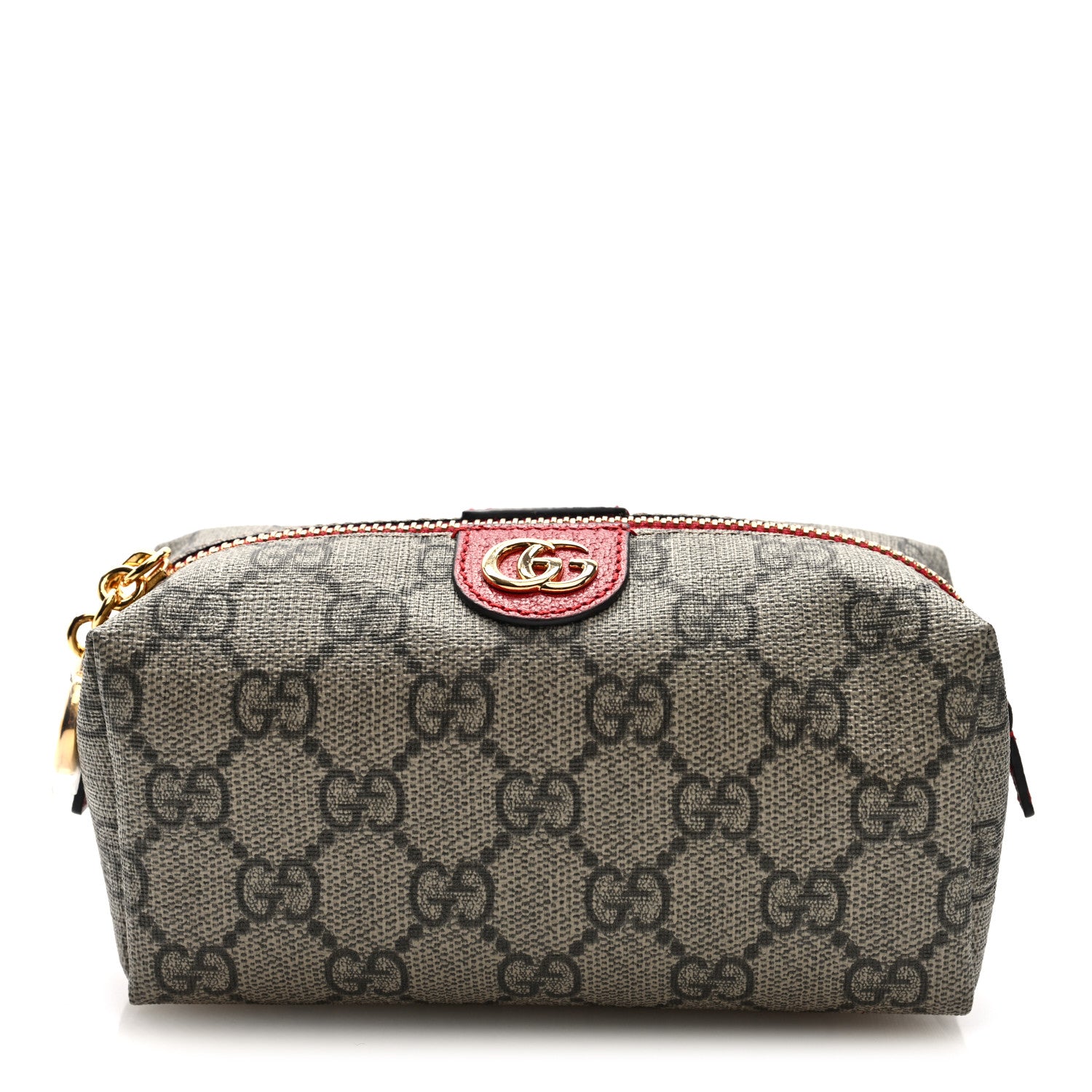 Gucci Soft GG Supreme Monogram Calfskin Small Ophidia Cosmetic Case Beige Ebony Hibiscus Red 1 of 8