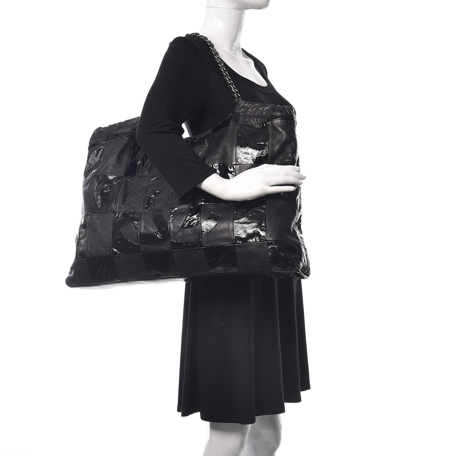 Chanel Patent Patchwork Large Brooklyn Tote Black 2 of 15