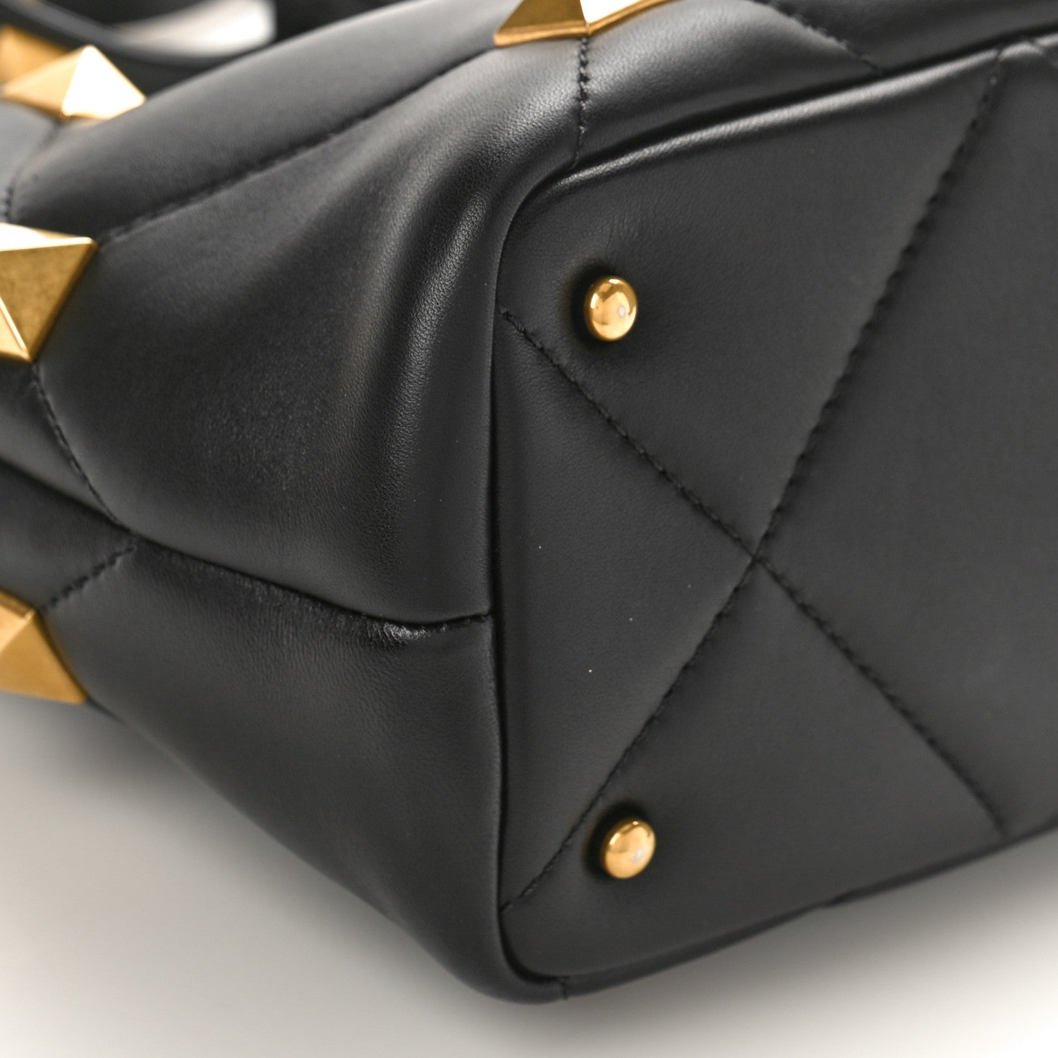 Valentino Garavani Nappa Small Roman Stud The Handle Bag Black 8 of 9