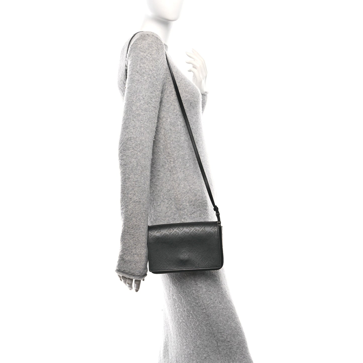 Calfskin Perforated Logo Hampshire Crossbody Black
