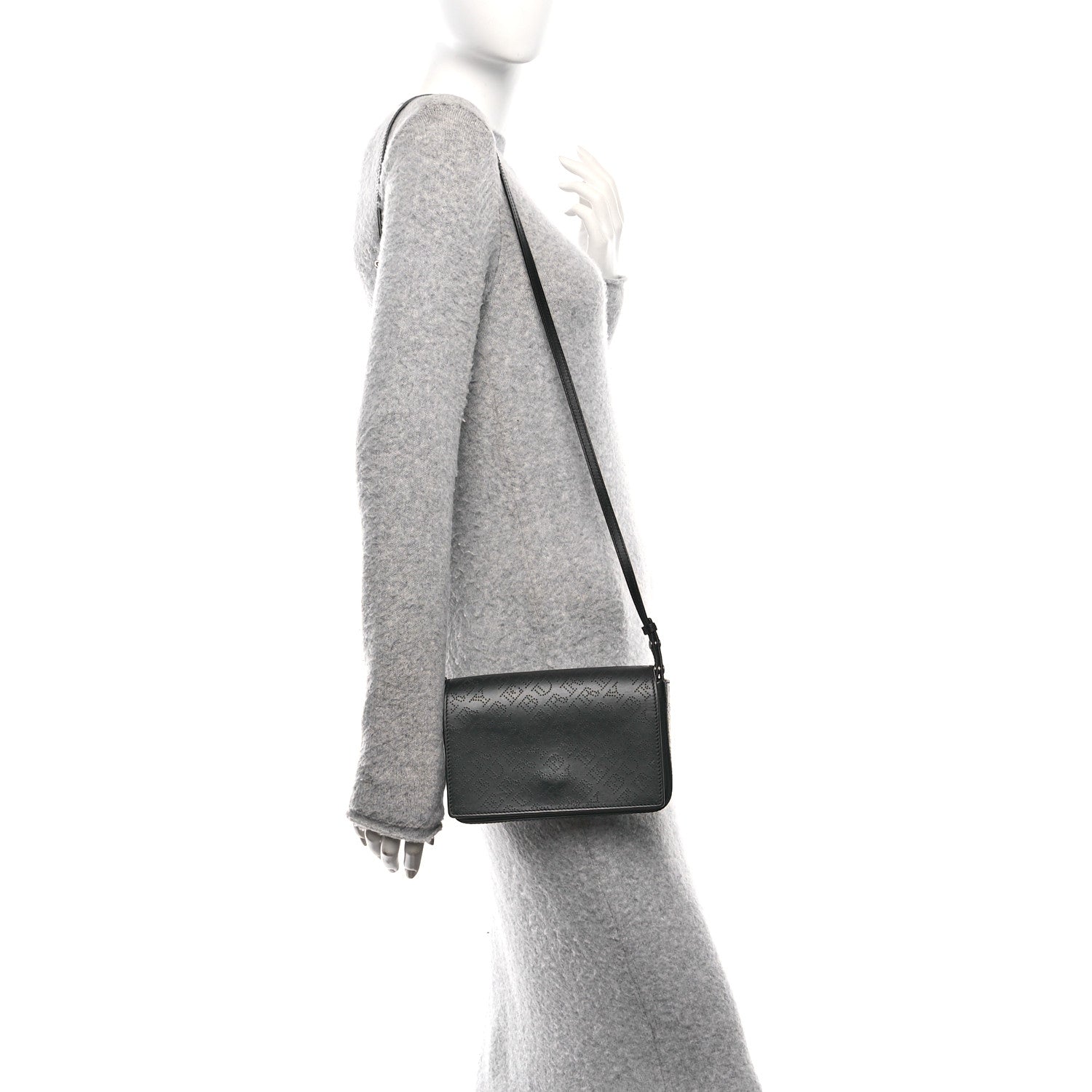 Burberry Calfskin Perforated Logo Hampshire Crossbody Black 2 of 9