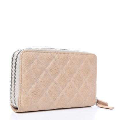 Chanel Caviar Quilted Large Gusset Double Zip Around Wallet Beige 3 of 11