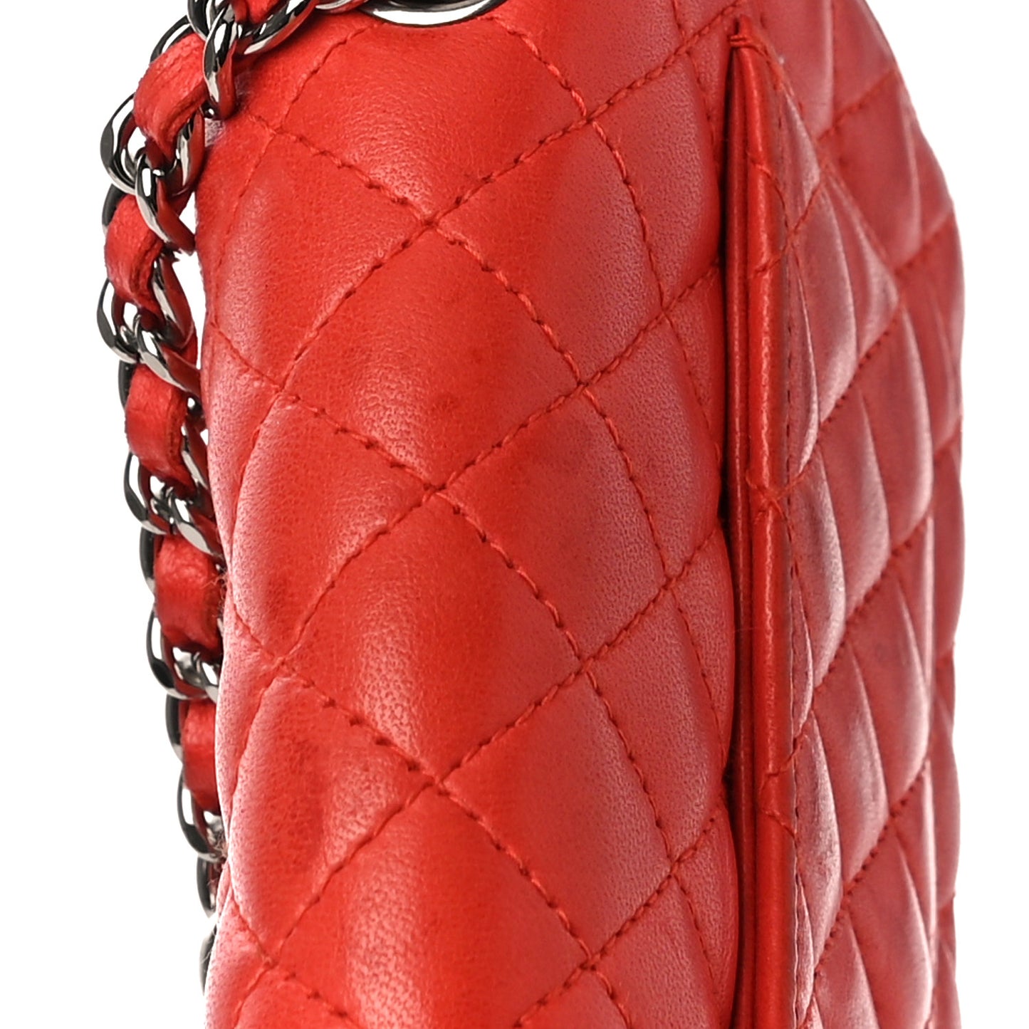 Lambskin Quilted Ladybug Extra Mini Flap Red