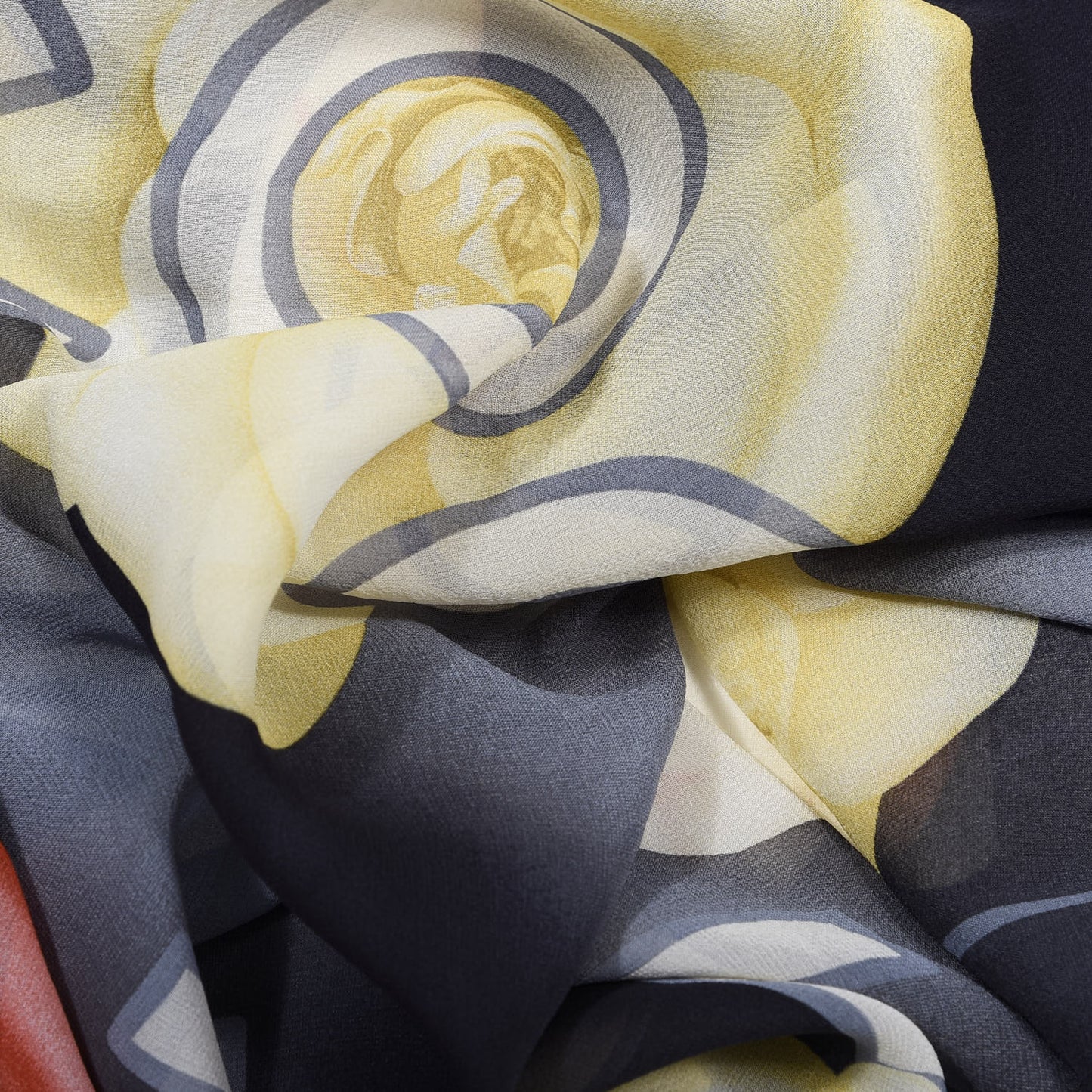 Silk CC Logo Camellia Scarf Grey Pink