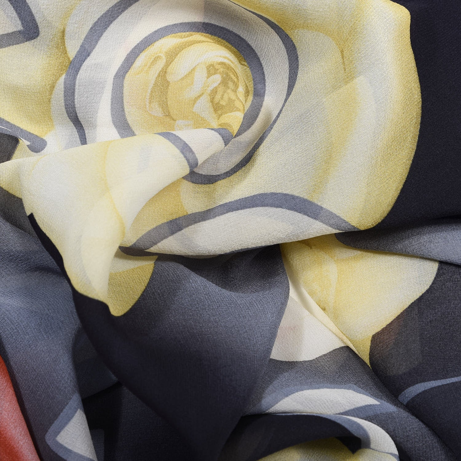 Chanel Silk CC Logo Camellia Scarf Grey Pink 3 of 3