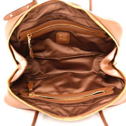 Miu Miu Soft Calf Softy Medium Beau Top Handle Bag Cognac 5 of 10