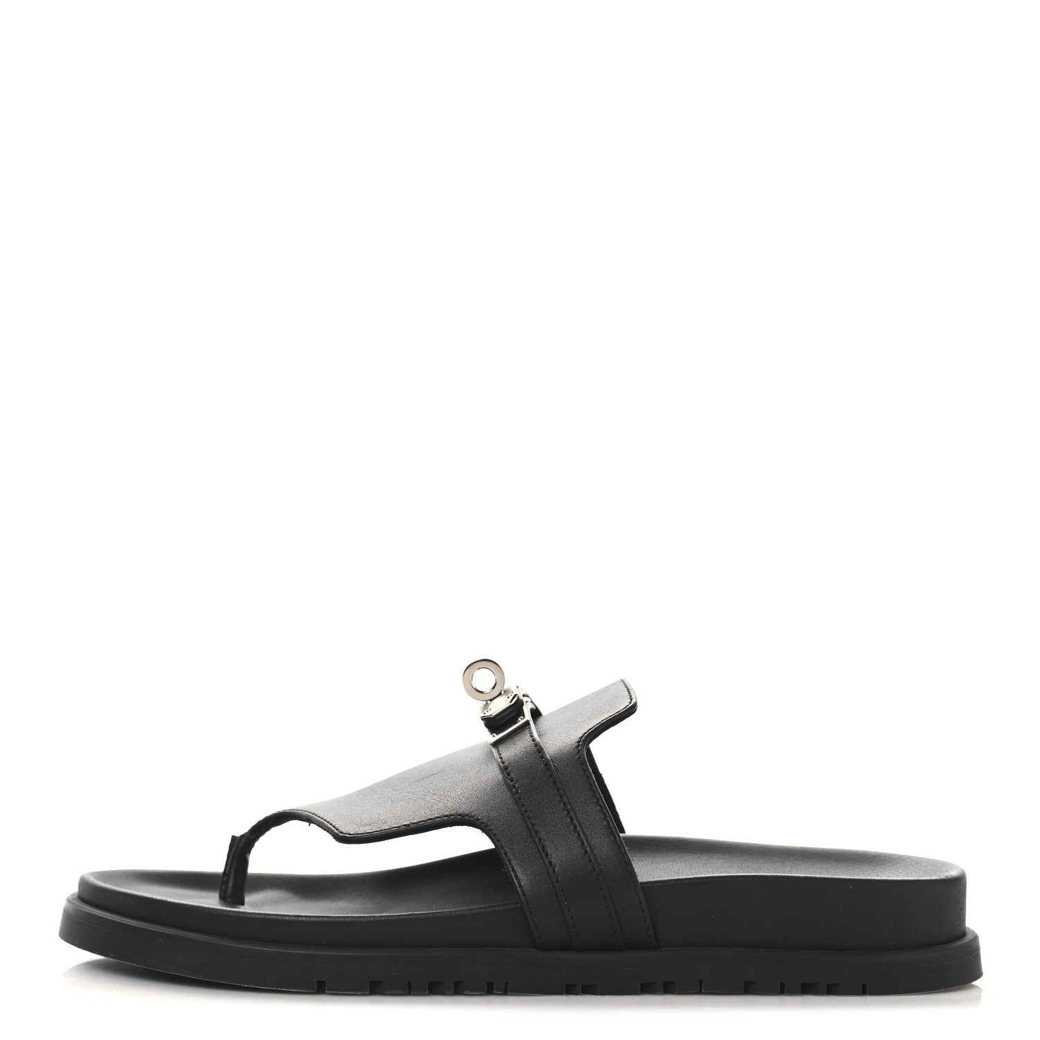 Hermes Calfskin Womens Empire Sandals 37 Black 1 of 10