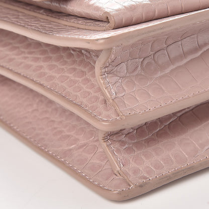 Saint Laurent Calfskin Crocodile Embossed Medium Monogram Sunset Powder Pink 7 of 10