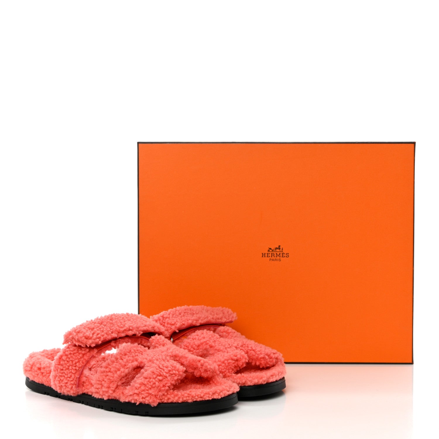 Hermes Woolskin Womens Chypre Sandals 38.5 Rose Du Desert 9 of 9
