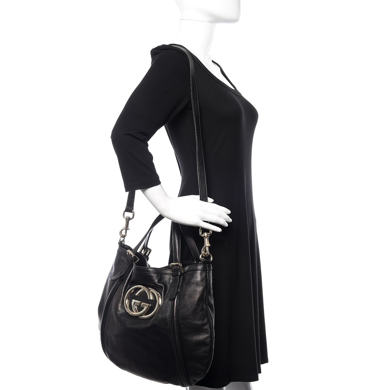 Gucci Calfskin Medium Britt Tote Black 2 of 12