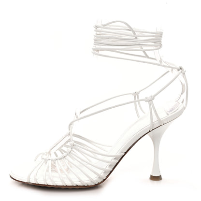 Bottega Veneta Nappa Dot Ankle Tie Sandals 37.5 White 1 of 8