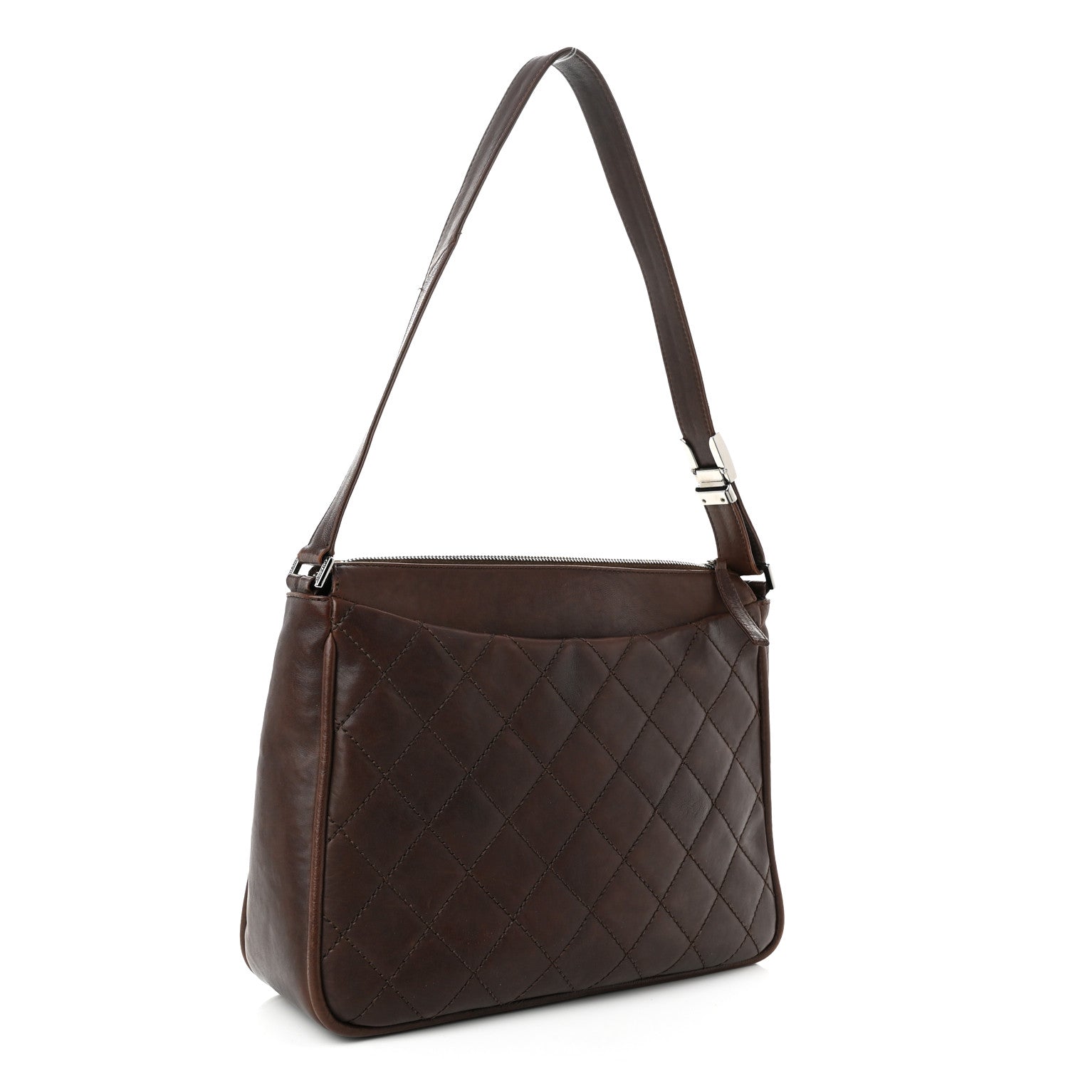 Chanel Calfskin Quilted CC Shoulder Bag Dark Brown 3 of 11