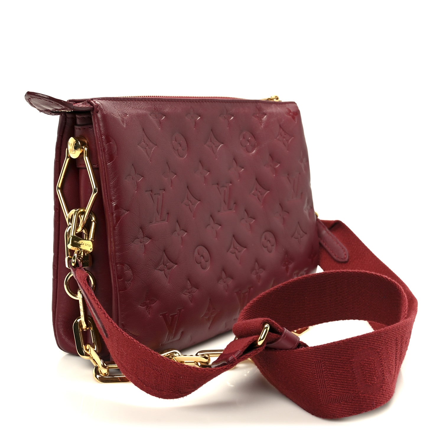Louis Vuitton Lambskin Embossed Monogram Coussin PM Wine 3 of 11
