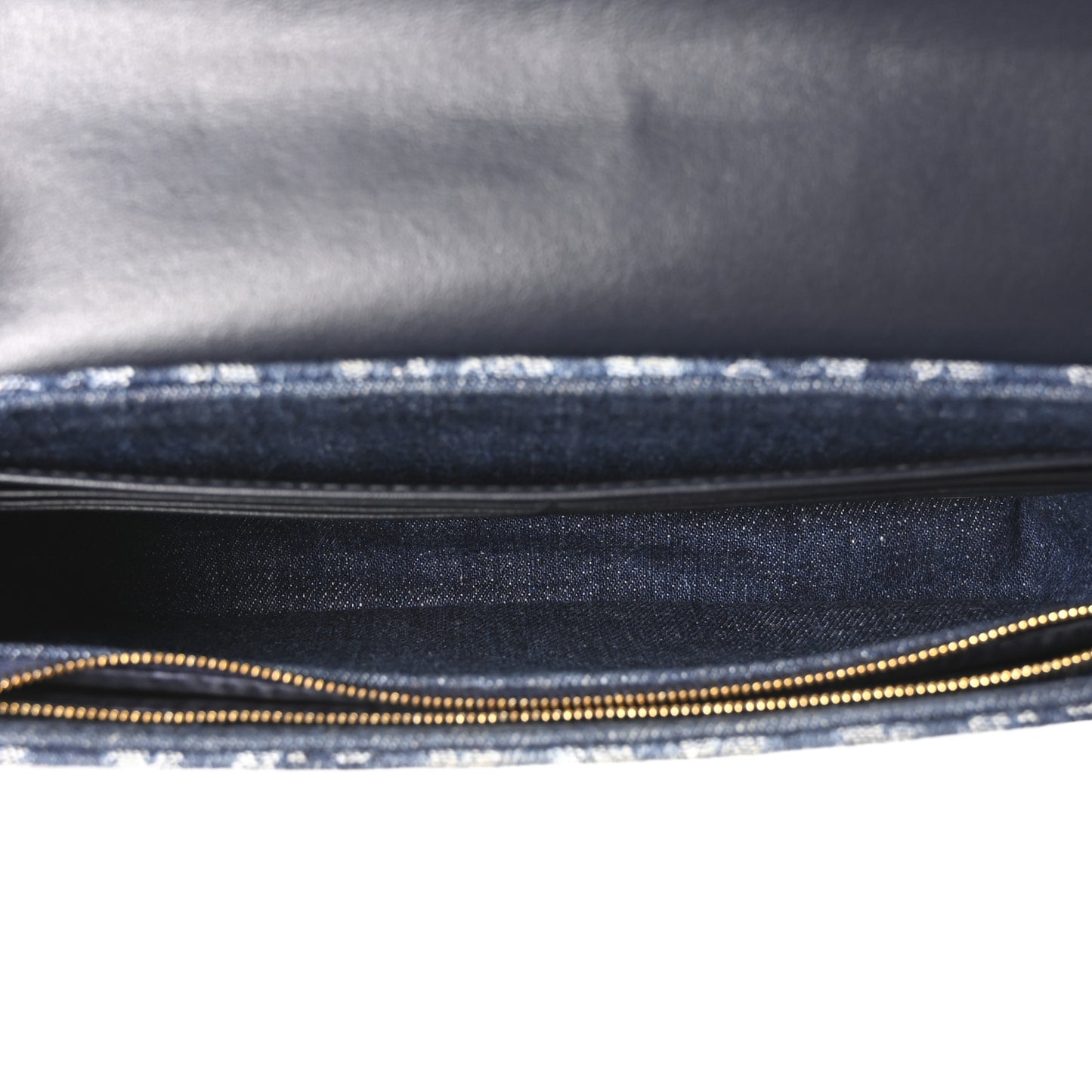 Oblique Denim Saddle Chain Long Wallet Blue