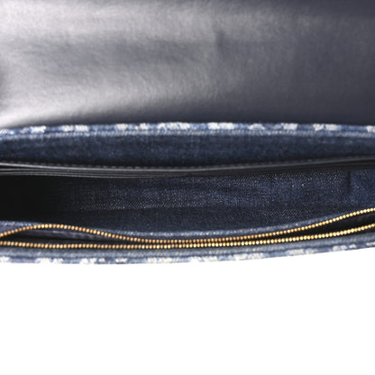 Christian Dior Oblique Denim Saddle Chain Long Wallet Blue 5 of 9