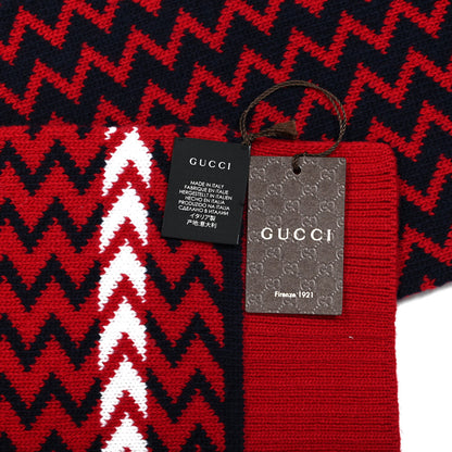 Gucci Wool Zigzag Scarf White Red Blue 4 of 4