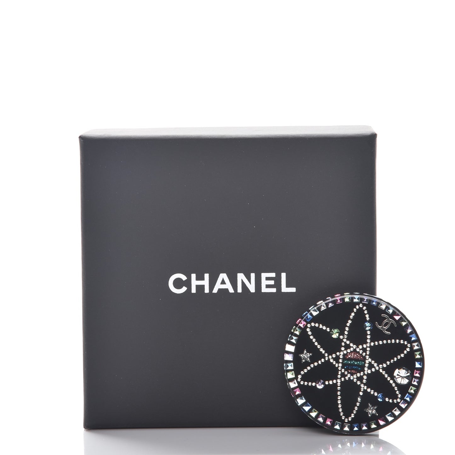 Glittered Resin Strass Brooch Black Pink