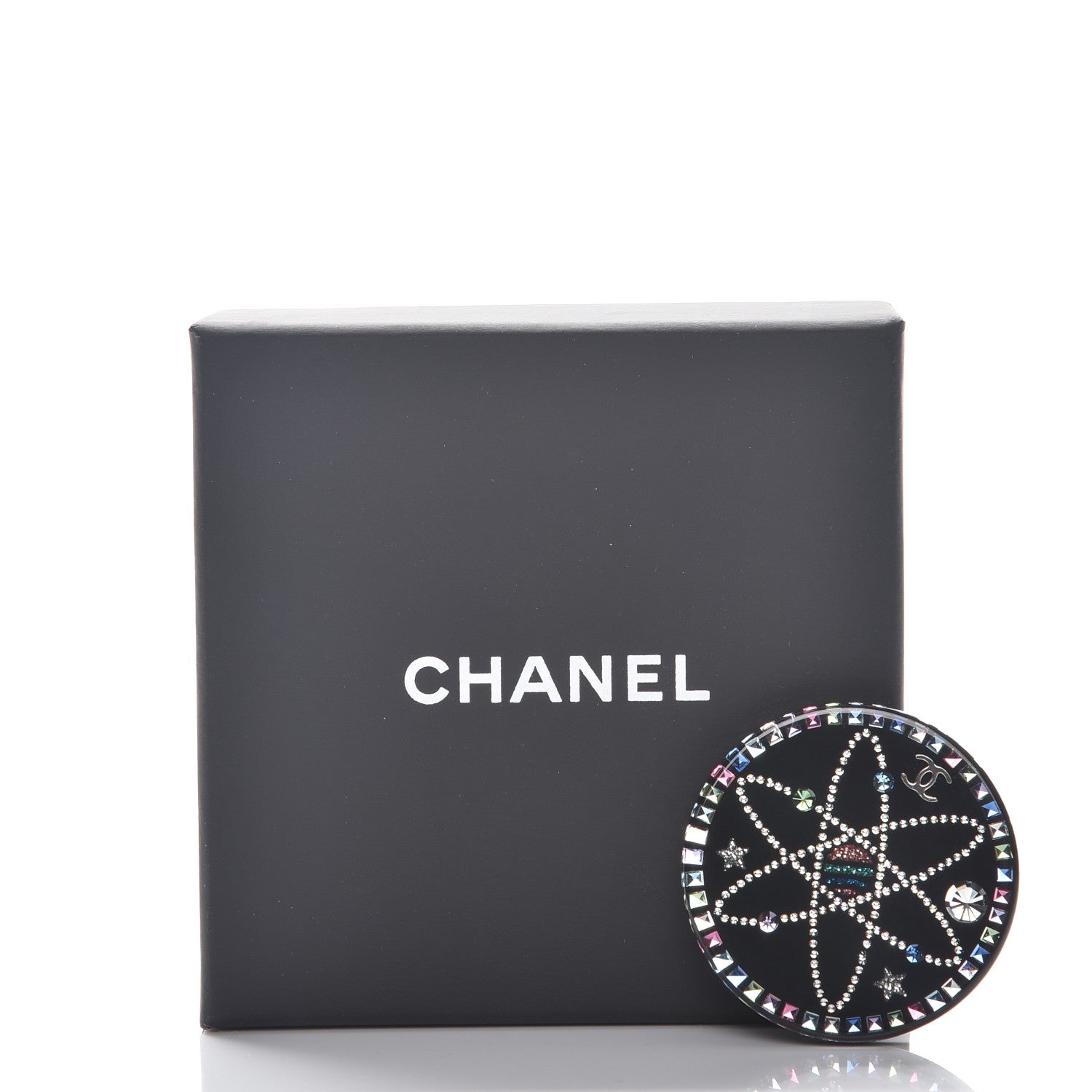 Chanel Glittered Resin Strass Brooch Black Pink 5 of 5