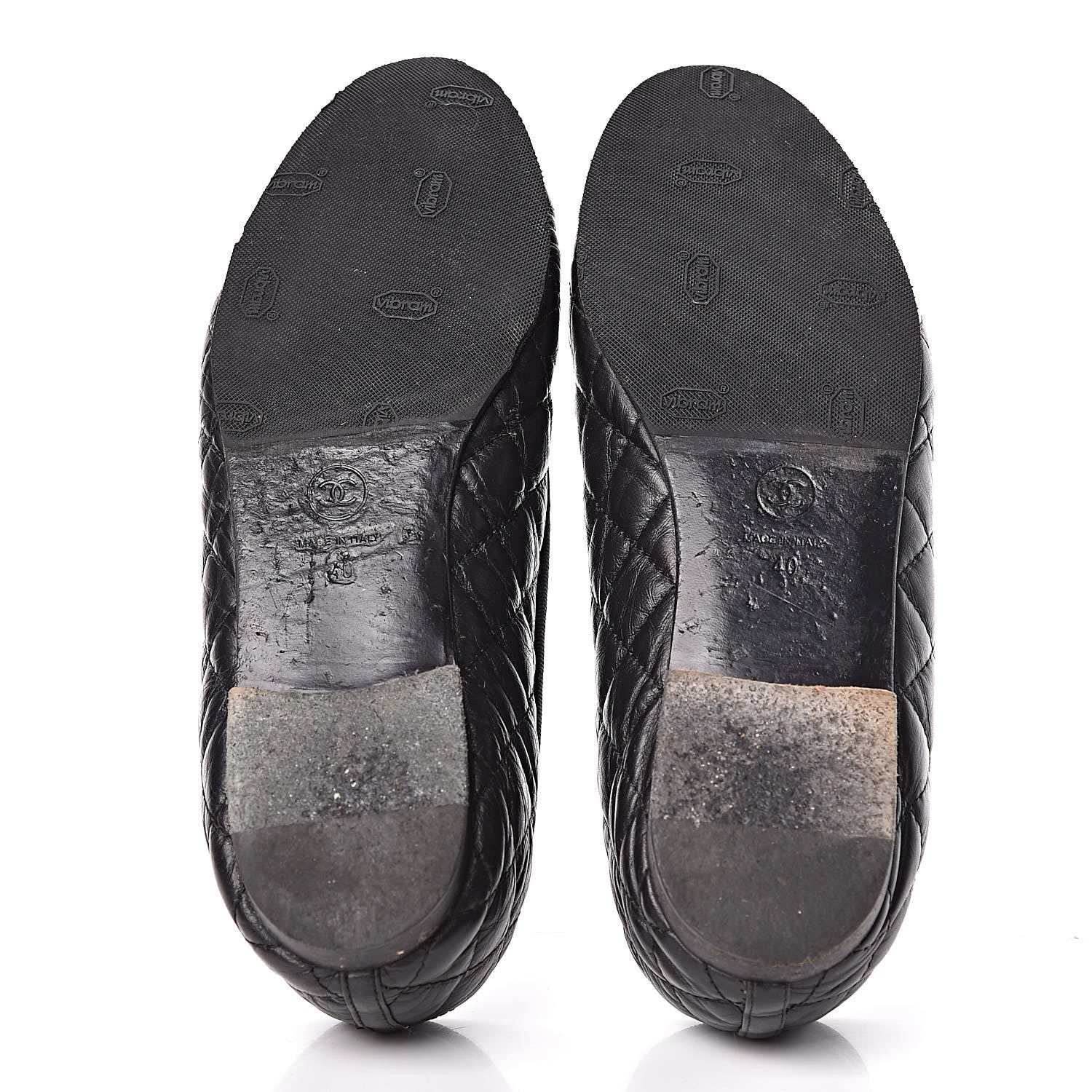 Chanel Aged Calfskin Quilted Cap Toe Ballerina Flats 40 Black 10 of 18