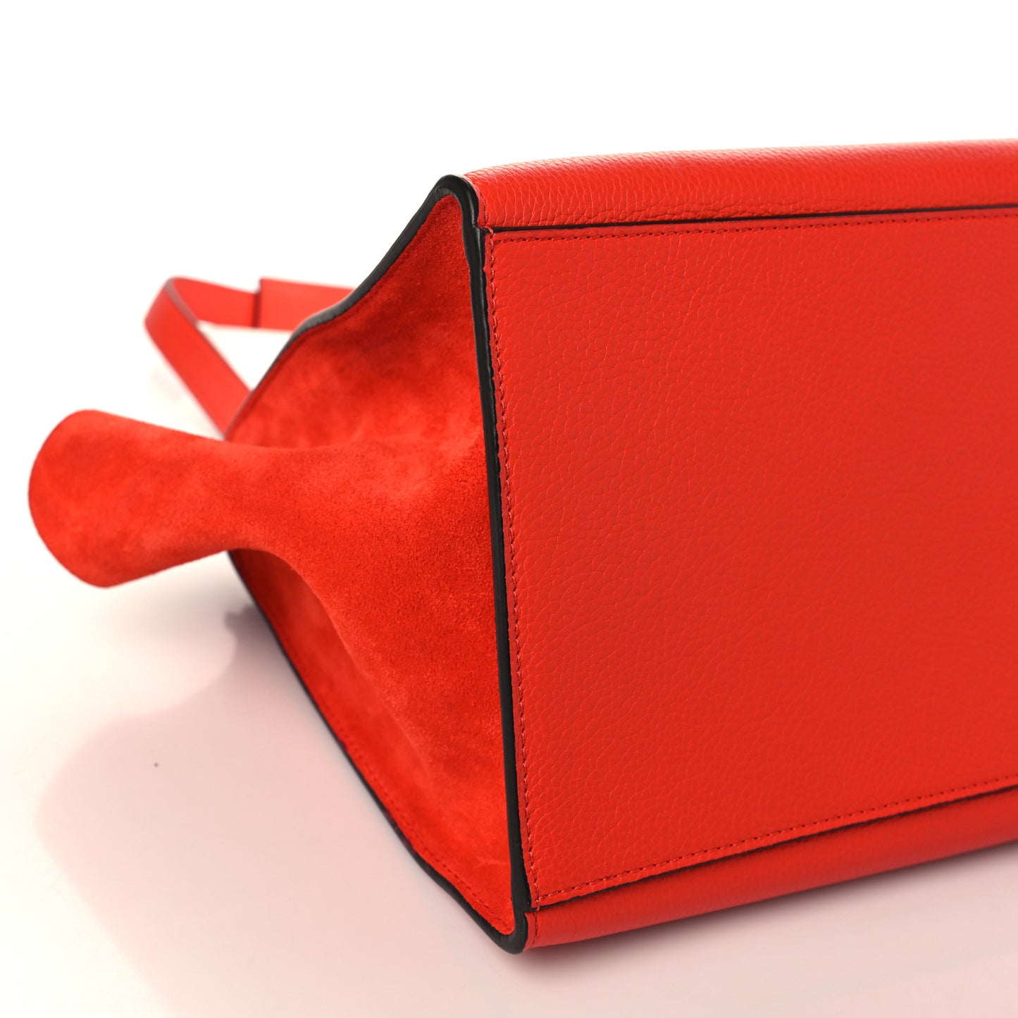 Drummed Calfskin Suede Medium Trapeze Vermillion
