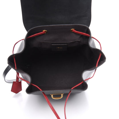Fendi Vitello Cruise Bi-Color FF 1974 Embossed F is Fendi Drawstring Backpack Black Fragola Maya 5 of 9