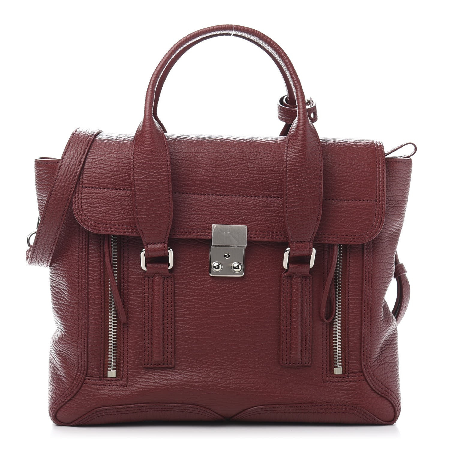 3.1 Phillip Lim 3.1 Textured Calfskin Medium Pashli Satchel Oxblood 1 of 10