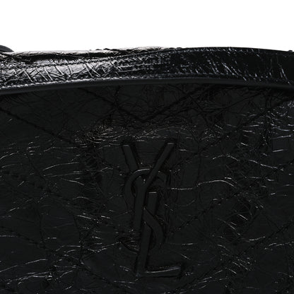 Saint Laurent Crinkled Calfskin Matelasse Monogram Baby Niki Chain Satchel Black 8 of 10